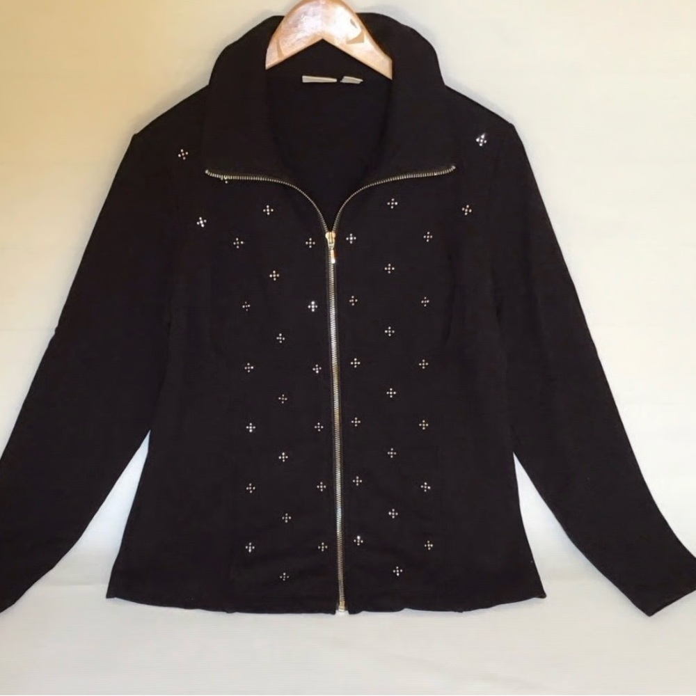 New with Tags! Chico's Zenergy Black Jacket with Silver Studded Embellishment